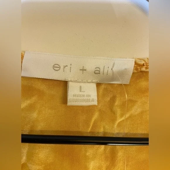 Anthropologie Eri + Ali Ruffle Hem Crochet yellow Size L Sleeveless Top NWT - Picture 7 of 8